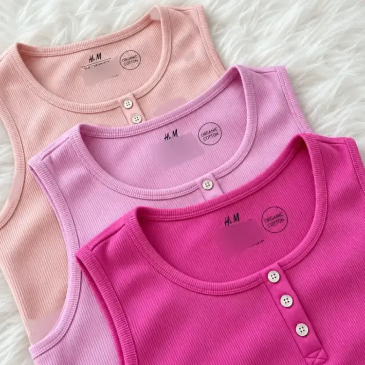 تاپ وارداتی کبریتی زنانه و دخترانه پنبهای مارک H&M
