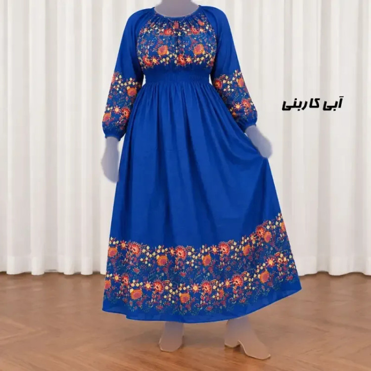 پیراهن ساحلی زنانه نخی کش دار طرح حاشیه برگ فری سایز