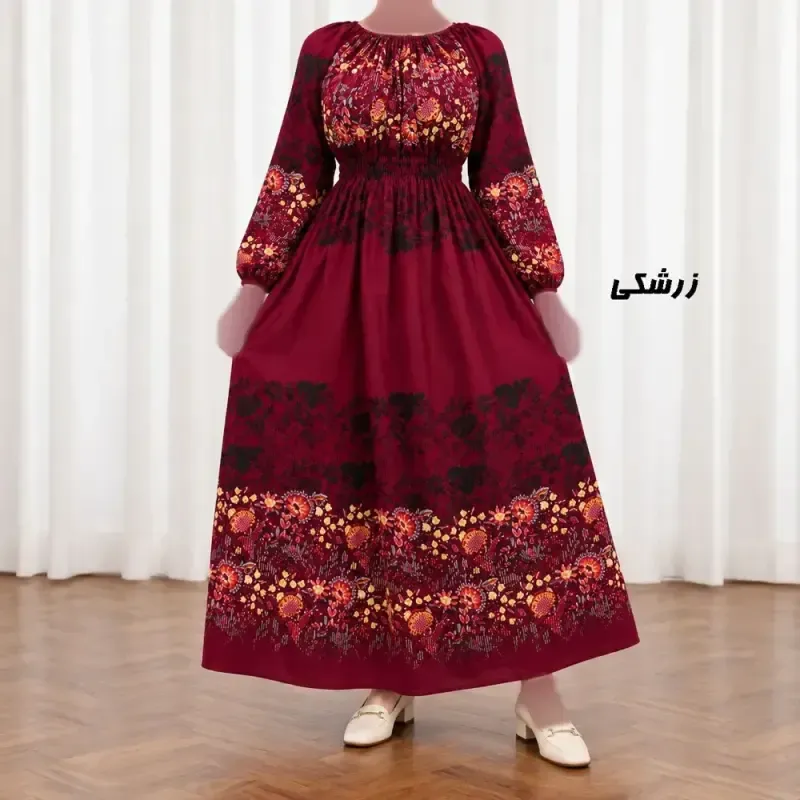 پیراهن ساحلی زنانه نخی کش دار طرح حاشیه برگ فری سایز