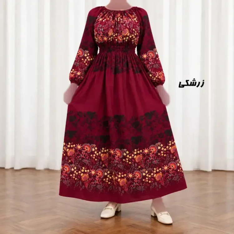 پیراهن ساحلی زنانه نخی کش دار طرح حاشیه برگ فری سایز