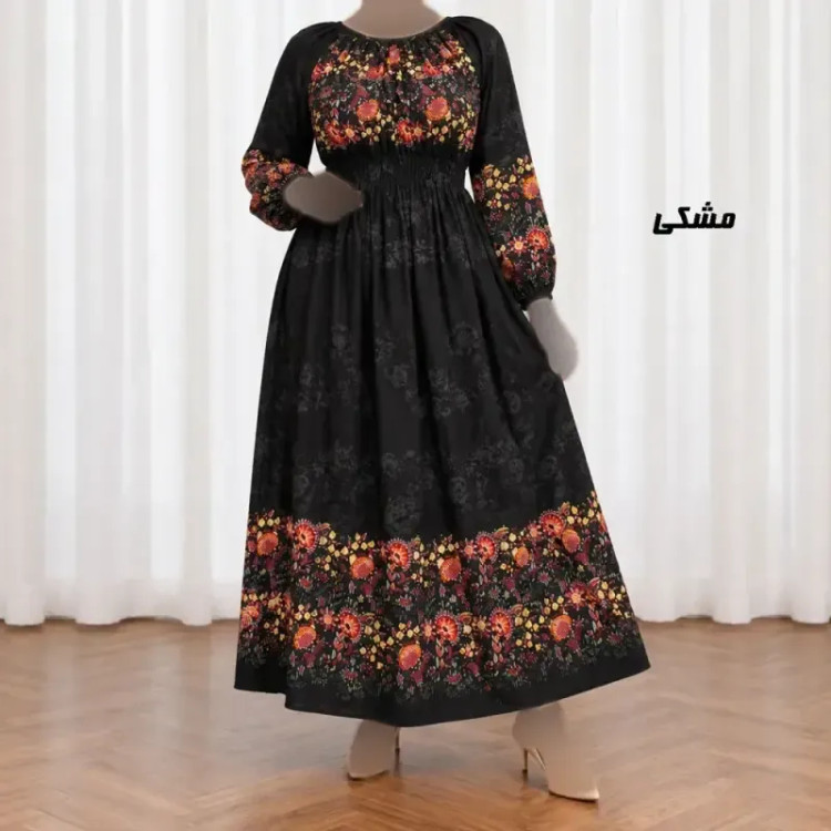 پیراهن ساحلی زنانه نخی کش دار طرح حاشیه برگ فری سایز