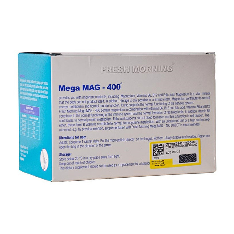 ساشه منیزیم مگا مگ - 400 فرش مورنینگ بسته 30 عددی