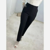 شلوار راسته زنانه بیگ سایز مشکی پارچه مازراتی دبل دمپا چاکدار سایز بزرگ