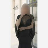 پیراهن مجلسی زنانه دانتل چمنی مشکی کاپدار نگین دار قد 155 سایز 38 تا 52 مدل روژین
