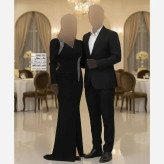 ماکسی مجلسی زنانه مدل مانیسا جنس کرپ دالقیچ نگین دار سایز بزرگ