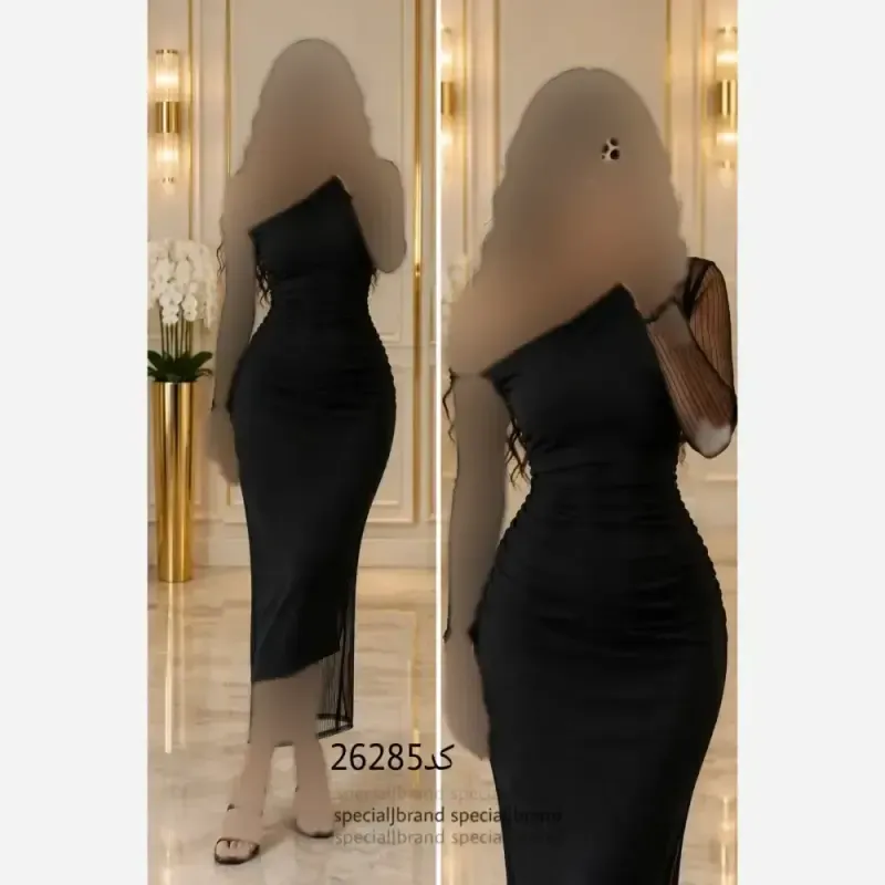 تونیک حریر بارکدی مشکی زنانه قد 125 پشت زیپ دار سایز 40 تا 46
