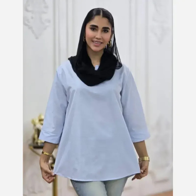 شومیز نخی ساده و دیپلمات یقه کوبایی زنانه فری سایز