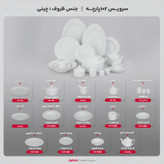 سرویس غذاخوری 102 پارچه چینی زرین ایران سری رادیانس مدل White درجه یک