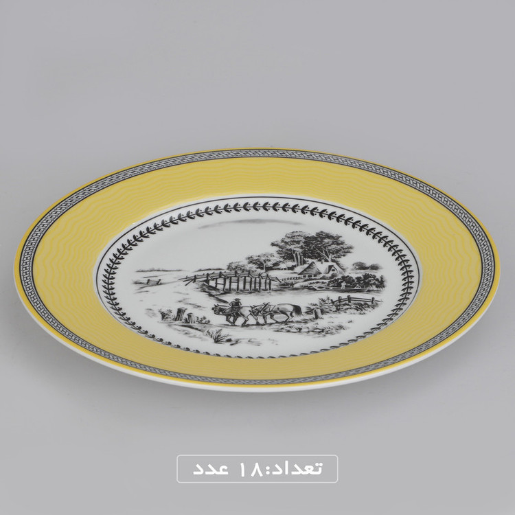 سرویس چینی 102 پارچه غذا خوری چینی زرین ایران سری ایتالیا اف مدل ویلیج درجه یک