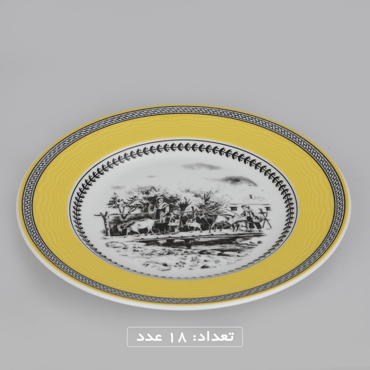 سرویس چینی 102 پارچه غذا خوری چینی زرین ایران سری ایتالیا اف مدل ویلیج درجه یک