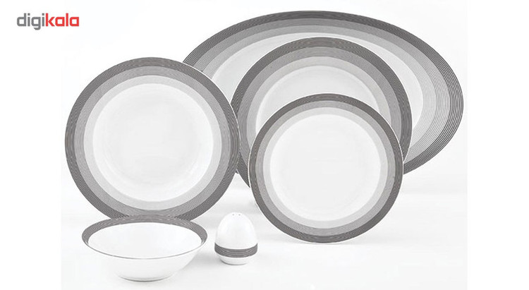 سرویس غذاخوری 28 پارچه چینی زرین ایران سری ایتالیا اف مدل Silverliner 2 درجه یک