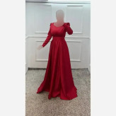 پیراهن ماکسی زنانه ییلدیز کمربنددار ساتن آمریکایی سبز قد 150 سایز 36 تا 44