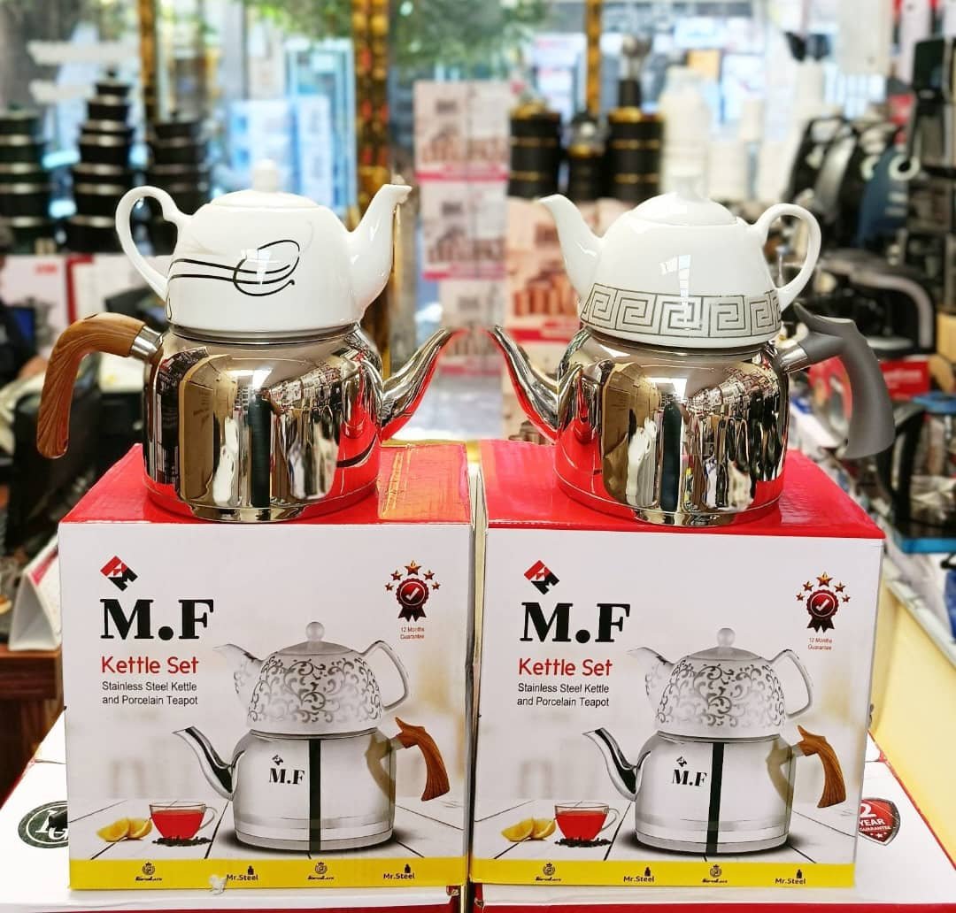 کتری و قوری MF با دسته طرح چوب