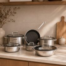 سرویس قابلمه استیل ۱۳ پارچه عرشیا مدل SS050-3343