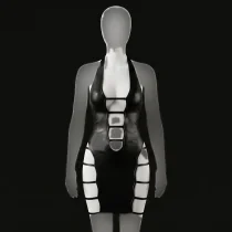 لباس خواب زنانه طرح چرم جذب مشکی فری سایز